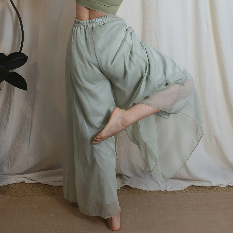 Cool and Zen-Inspired Textured Wide-Leg Yoga Pants, Drapey and Breathable Dance Pants, Pilates Fitness Maternity Yoga Long Pants