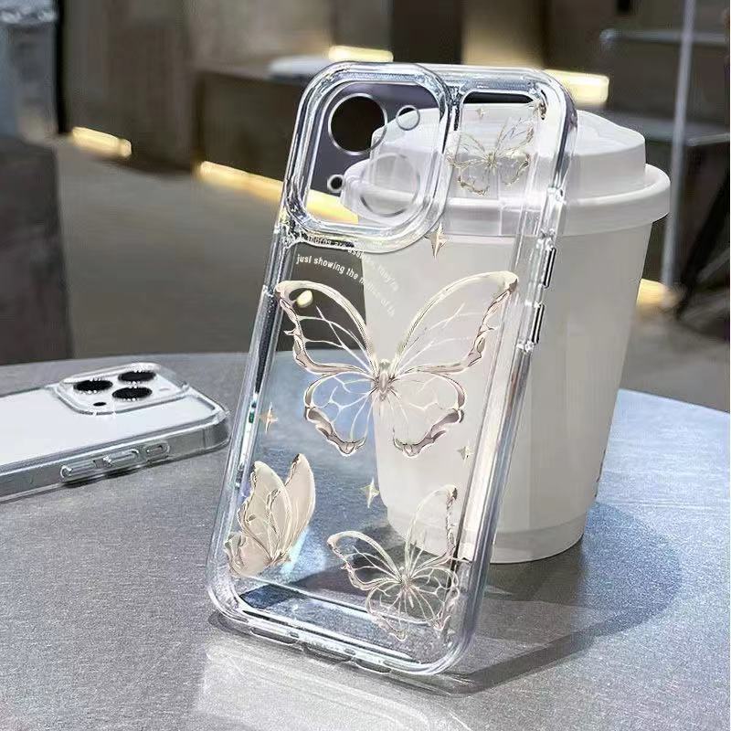 蝶々がいっぱいの画面に映る、Apple 17 Pro Max、iPhone 16、女の子向け、14 Pro、クールでスタイリッシュ、15、耐衝撃、13対応のスマホケース|undefined