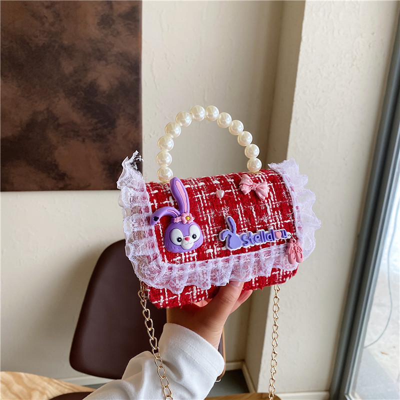 Nuevos bolsos infantiles coreanos bolsos de princesa bolsos de cadena bolsos de perlas bolsos de arco bolsos casuales para niñas