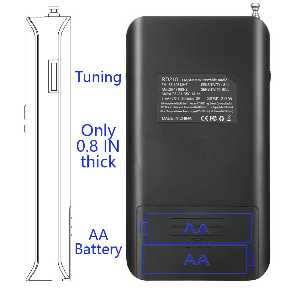 Transfronterizo al por mayor portátil mini radio AM/FM/SW banda digital para personas mayores deportes de bolsillo