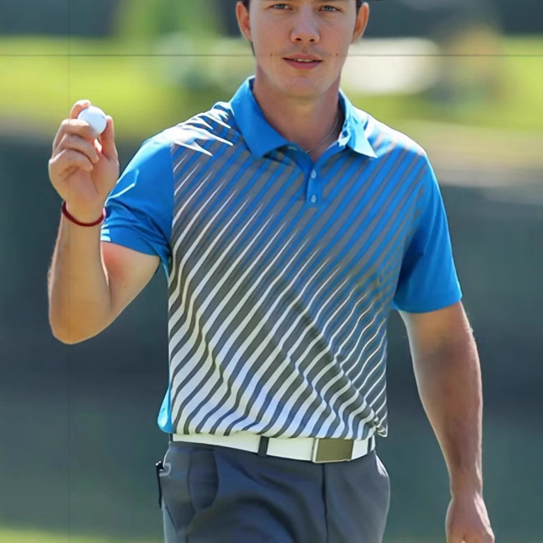 New summer fashion men print short sleeve lapel shirt for golf and tennis polo factory