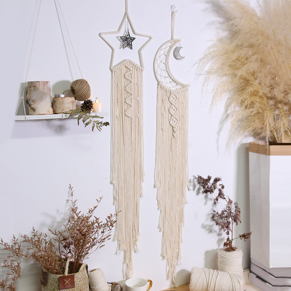 Star Moon Dream Catcher Cotton Thread Weaving Pendant Creative Home Wall Decoration display picture 4
