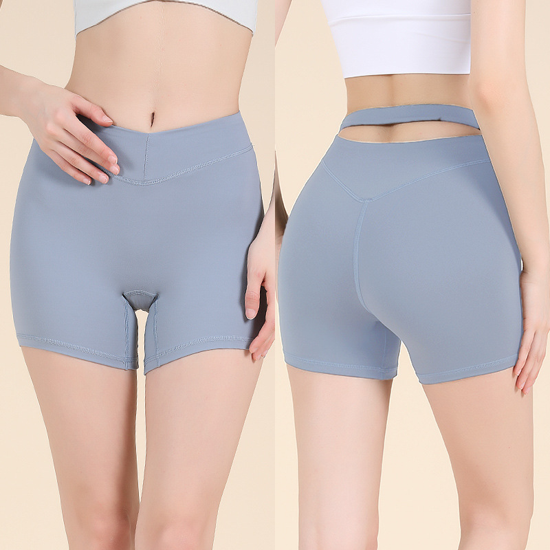 恥ずかしいラインのない巾着ヨガスポーツショーツ、ヌード感の巾着ホットパンツ、女性用ランニングヒップリフティングフィットネス3点ヨガパンツ|undefined
