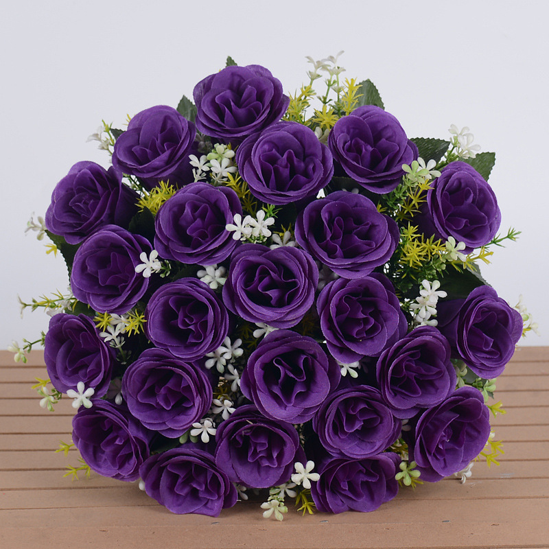 Ramos de rosas artificiales de seda (flores secas), para decoración de bodas (sendero), hogar, mesas o centros de mesa.