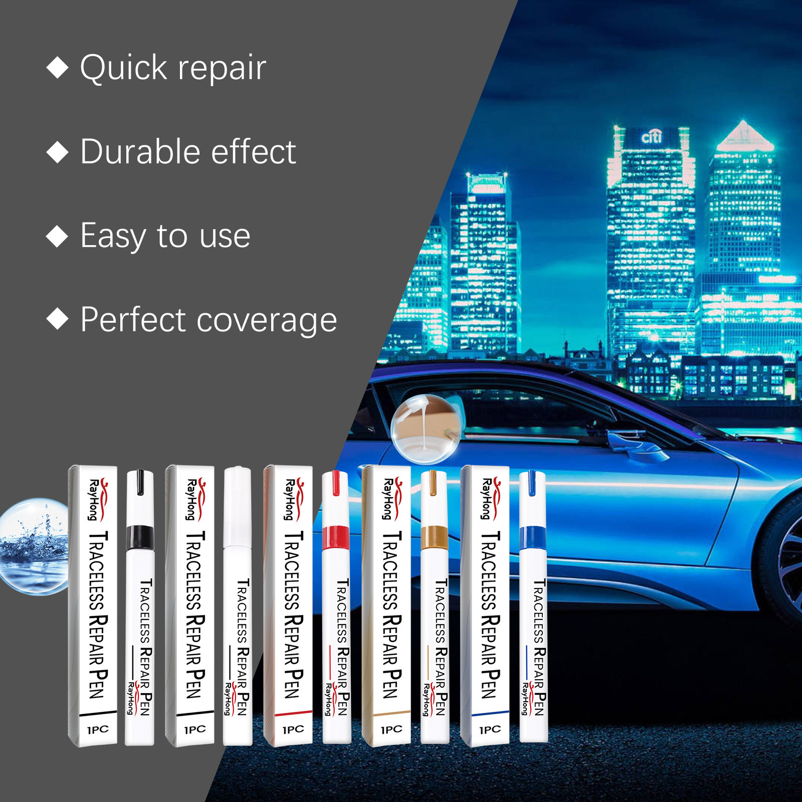 rayhong car touch-up pen, car scratch repair and restoration, car color care pen