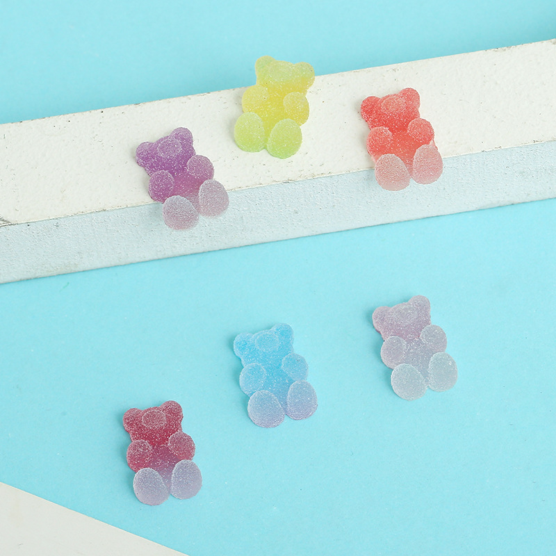 Nuevo gradiente luminoso resina esmerilado oso suave caramelo jalea DIY crema pegamento teléfono móvil Shell parche horquilla parche