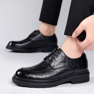 Leather shoes men's shoes autumn business dress British wind hand grip pattern men's casual groom wedding shoes a generation of hair