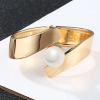 Minimalistic bracelet from pearl, metal clothing, accessory, European style