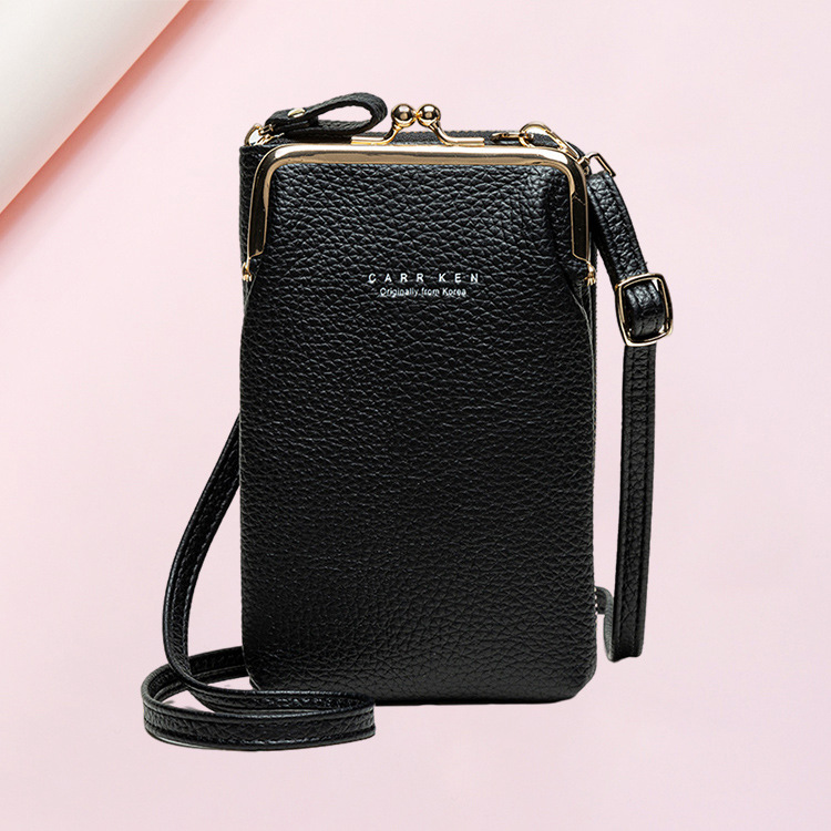 Bolso del teléfono móvil del patrón del lichi bolso del mensajero del hombro de las mujeres de la nueva manera de las mujeres bolso del teléfono móvil del color sólido del estilo coreano