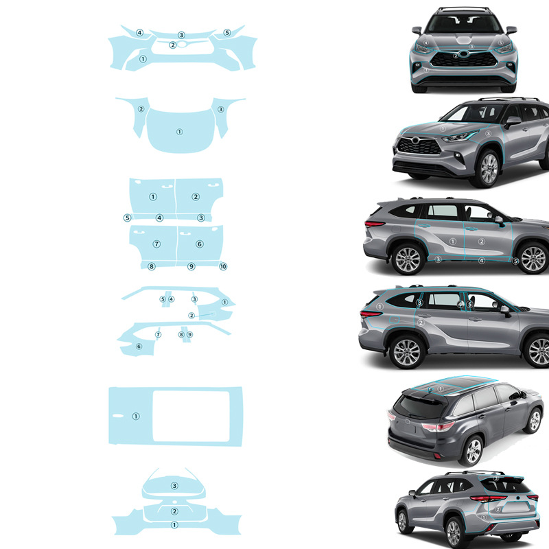 Cross-border exclusive for Toyota Highlander 20-22 TPU invisible paint protective film to prevent scratches and brighten