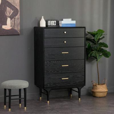 modern Northern Europe bedroom bedside cupboard Simplicity Black walnut Storage cabinet bedroom Bedside Small farmers cabinet