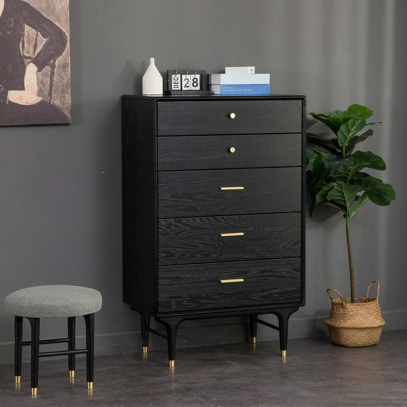 modern Northern Europe bedroom bedside cupboard Simplicity Black walnut Storage cabinet bedroom Bedside Small farmers cabinet