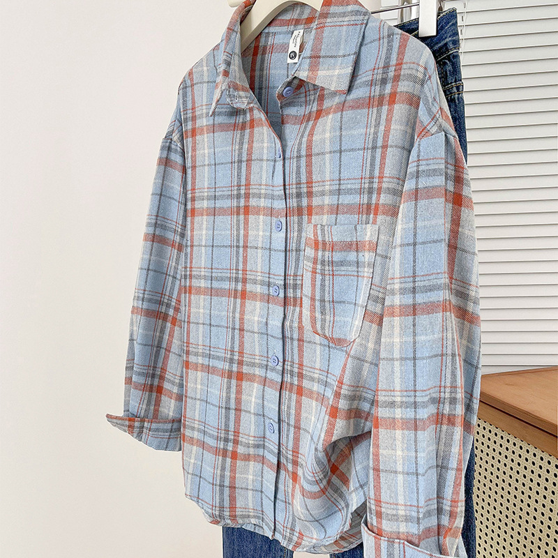 Plaid Shirt for Women, Spring and Autumn, American Retro Style, Loose Fit, High-End Feel, High Street Fashion, Casual Jacket, New Chinese Style Plaid Shirt for Women, Spring and Autumn, American Retro Style, Loose Fit, High-End Feel, High Street Fashion, Casual Jacket, New Chinese Style