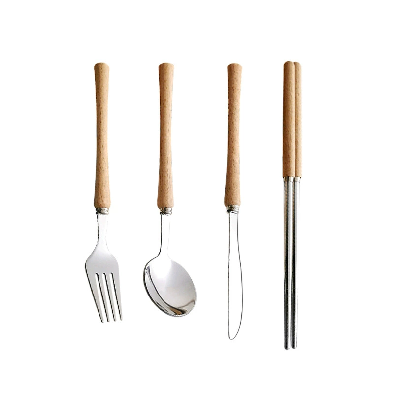 Японская минималистичная посуда из нержавеющей стали, ложка, крем- fork, палочки для еды, ручка для домашнего использования