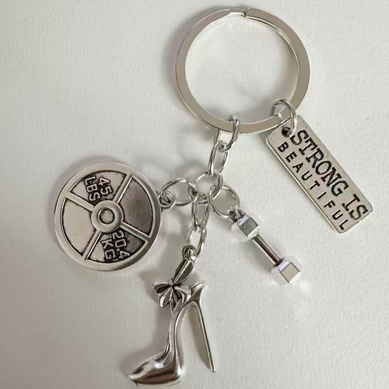 European and American Fashion Women's Accessories, High-Heeled Shoes Dumbbell Keychain, Fitness Gym Sports Keychain