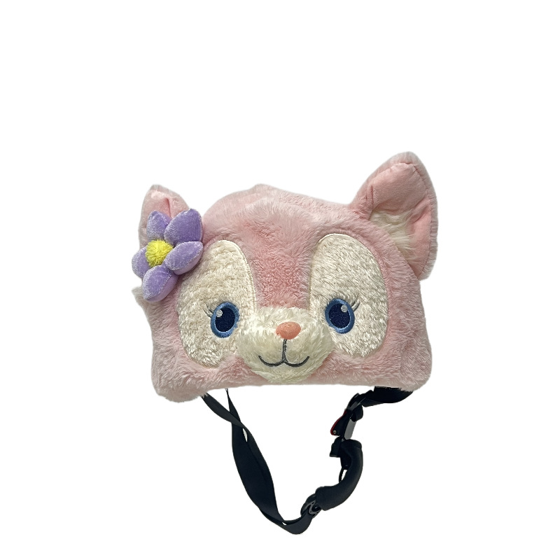 Casco de esquí de peluche muñecas bordadas tridimensionales lindas para niños niñas casco decoración de dibujos animados nueva decoración