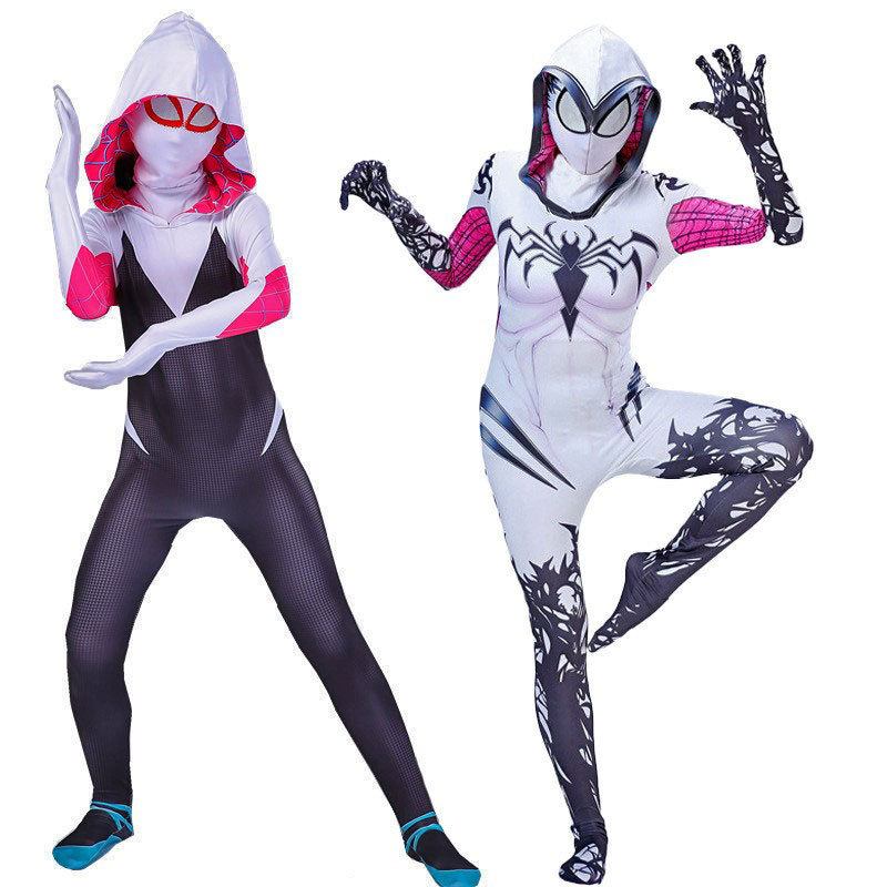 Gwen One-Piece Clothes Cosplay Halloween Costume Female Venom Bodysuit Adult and Kidsren Stage Performance Clothing