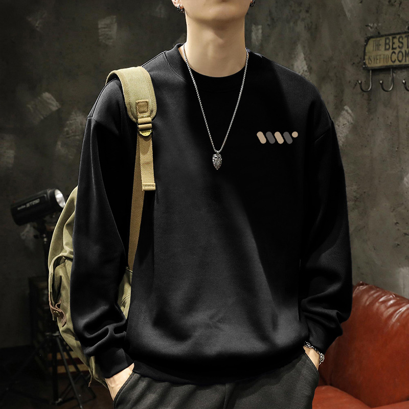 América pesada camiseta de cuello redondo para hombres otoño y invierno de terciopelo grueso marca de moda retro suelta chaqueta superior adolescente