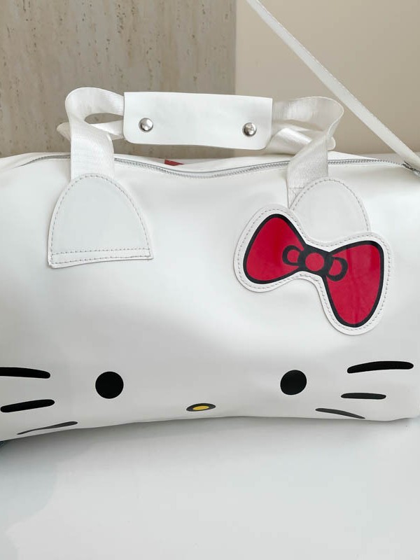 ハローキティ漫画かわいい大きなバッグショルダーリボンハローキティポータブルフィットネスバッグクロスボディトラベルバッグ|undefined