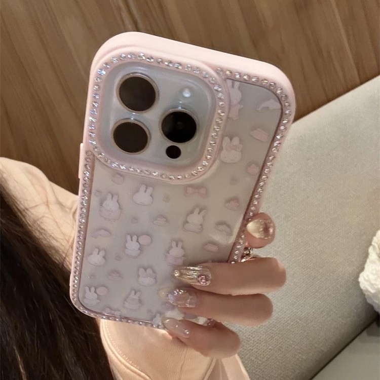 クリエイティブなドット柄ミッフィーラビット iPhone17対応ハードケース 16promax12対応ハードケース 可愛いiPhone1513対応ピンク|undefined