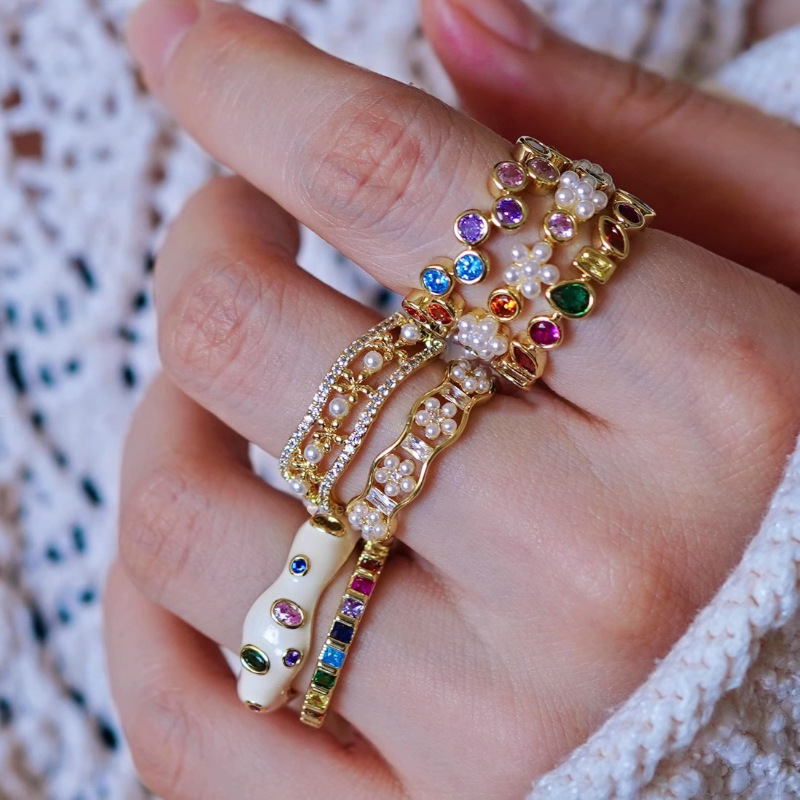 7g Weight Pearl, Zircon Inlay Material Rings Classification 1 Piece Quantity Holiday, Daily Occasion Heart Shape Copper Romantic Simple Style Classic Style Rings