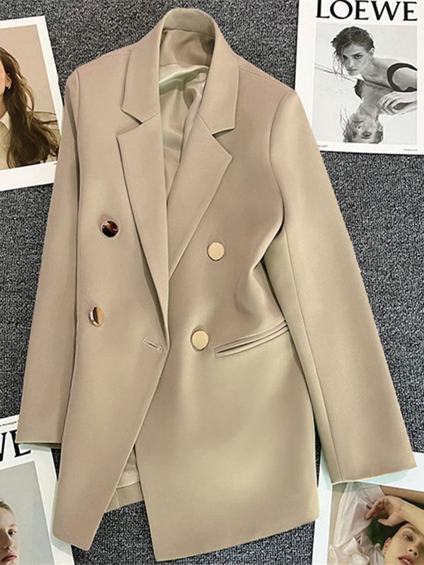 Saco de Vestir para Mujer con Botones Metálicos, Cuello de Solapa, Manga Larga, para Oficina y Uso Casual
