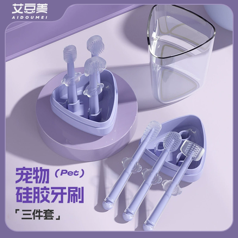 Cat Pet Силиконовая маленькая зубная щетка Кошка Чистка собак Костюм зубной пасты Плохое дыхание Съедобные чистящие средства для зубов