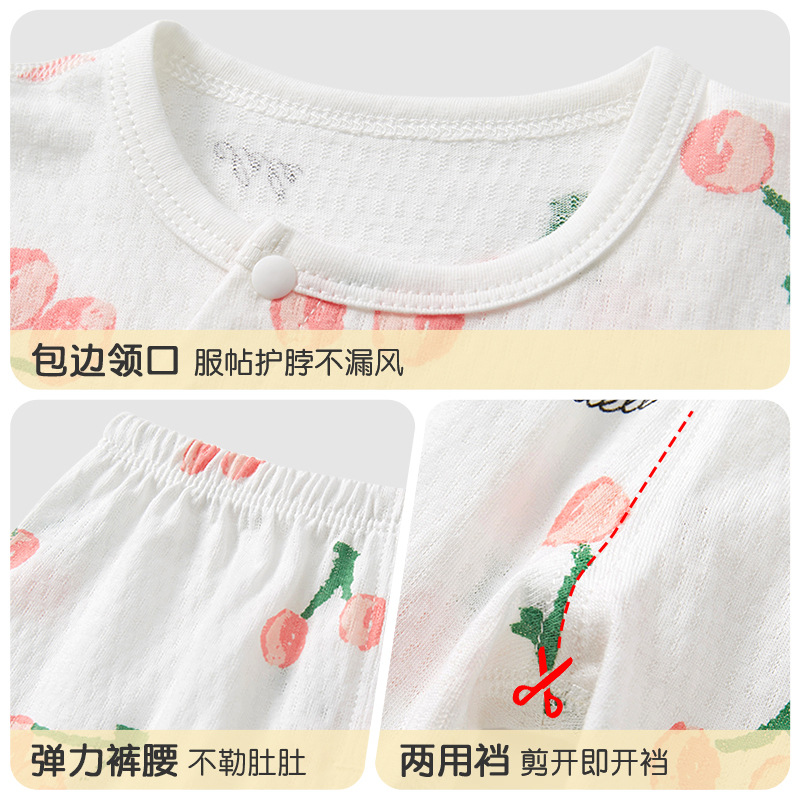 Bebé de verano set de manga media ropa delgada de algodón para niños niños niñas pijamas de aire acondicionado de verano bebé