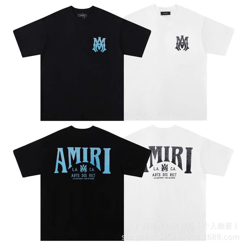 Cross-Border Exclusive Summer New Amiri Letter Classic Logo Loose Men's and Women's Short-Sleeved T-Shirts Cross-Border Exclusive Summer New Amiri Letter Classic Logo Loose Men's and Women's Short-Sleeved T-Shirts