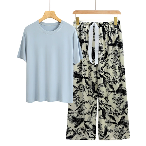 Baby blue + black leaves
