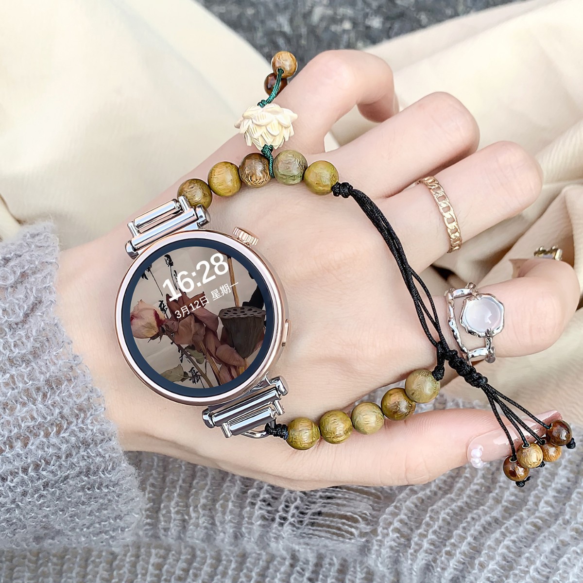 Suitable for Oppowatchx2Mini Women's Watch Strap New Lotus Green Sandalwood Watch4Pro Smart Watch Wristband