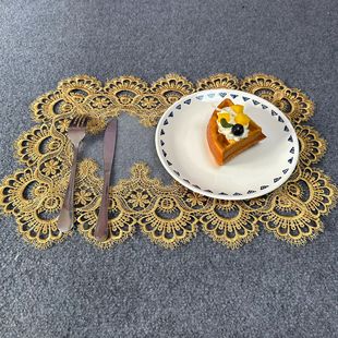 Cross-border new Western placemat 30 * 45cm lace polyester fabric household plate mat bowl mat rectangular placemat