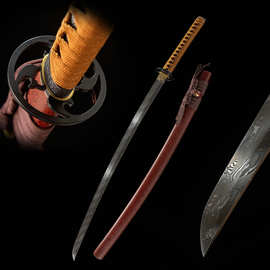 外贸手工大马士革纹日本刀居合武士长刀东洋钢刀剑katana 未开刃