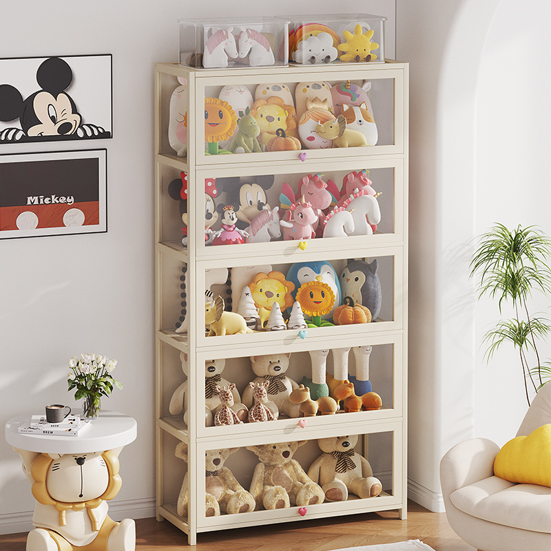 Transparent Acrylic Handmade Doll Display Cabinet Glass Lego Dustproof Storage Box Household Cream Style Bookcase