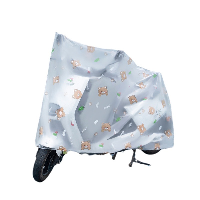 PEVA transparente coche eléctrico esmerilado cubierta a prueba de polvo a prueba de lluvia batería a prueba de polvo cubierta de ropa de coche cubierta de bicicleta de flor de dibujos animados