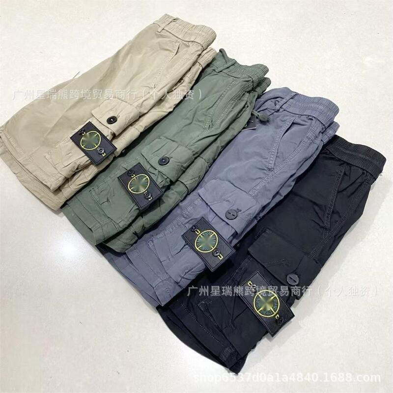 Cross-Border Supply of Stone-Colored Embroidered Shorts, Trendy Unisex Couple Style, Summer High Street Versatile Three-Quarter Shorts, Thin Version