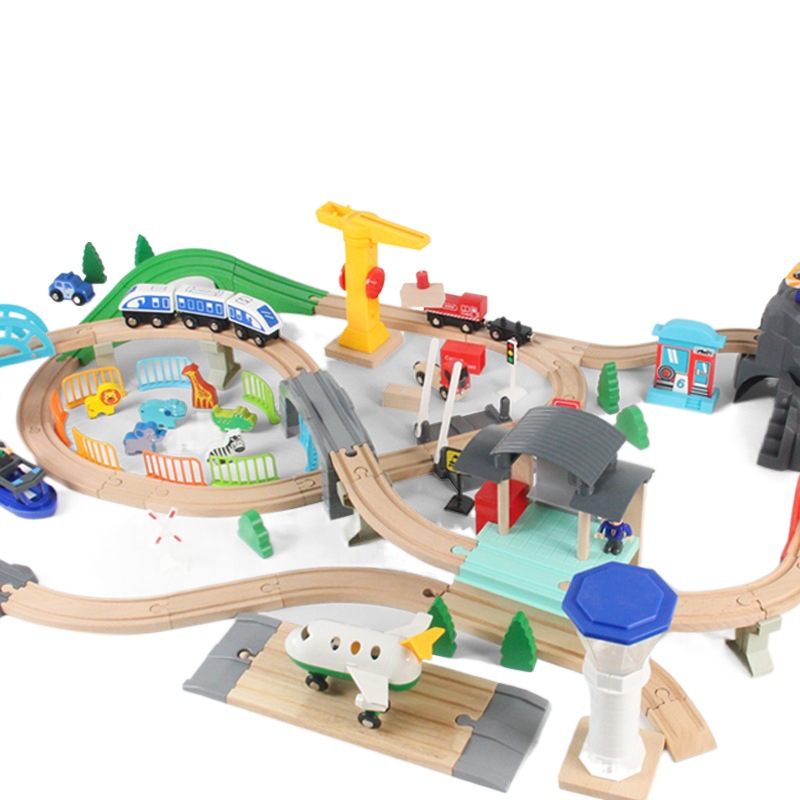 Xinyun madera 100 Thomas tren coche madera haya juguete educativo pista magnética modelo de simulación de comercio exterior