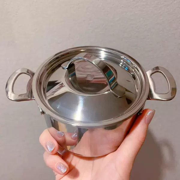 Export order 10cm 304 stainless steel mini milk pot binaural hot oil small pot complementary food pot Baking Pot