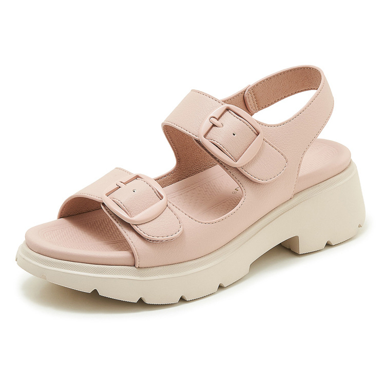 Sandal nữ quai ngang khóa kim loại đế xuồng cao gót 9 cm — màu đen, màu hồng, màu mơ chi tiết 22