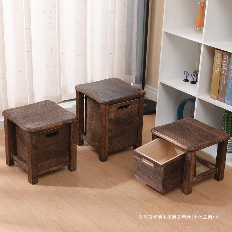 多功能北欧日式储物凳实木榫卯原木家用换鞋凳简约时尚矮凳收纳