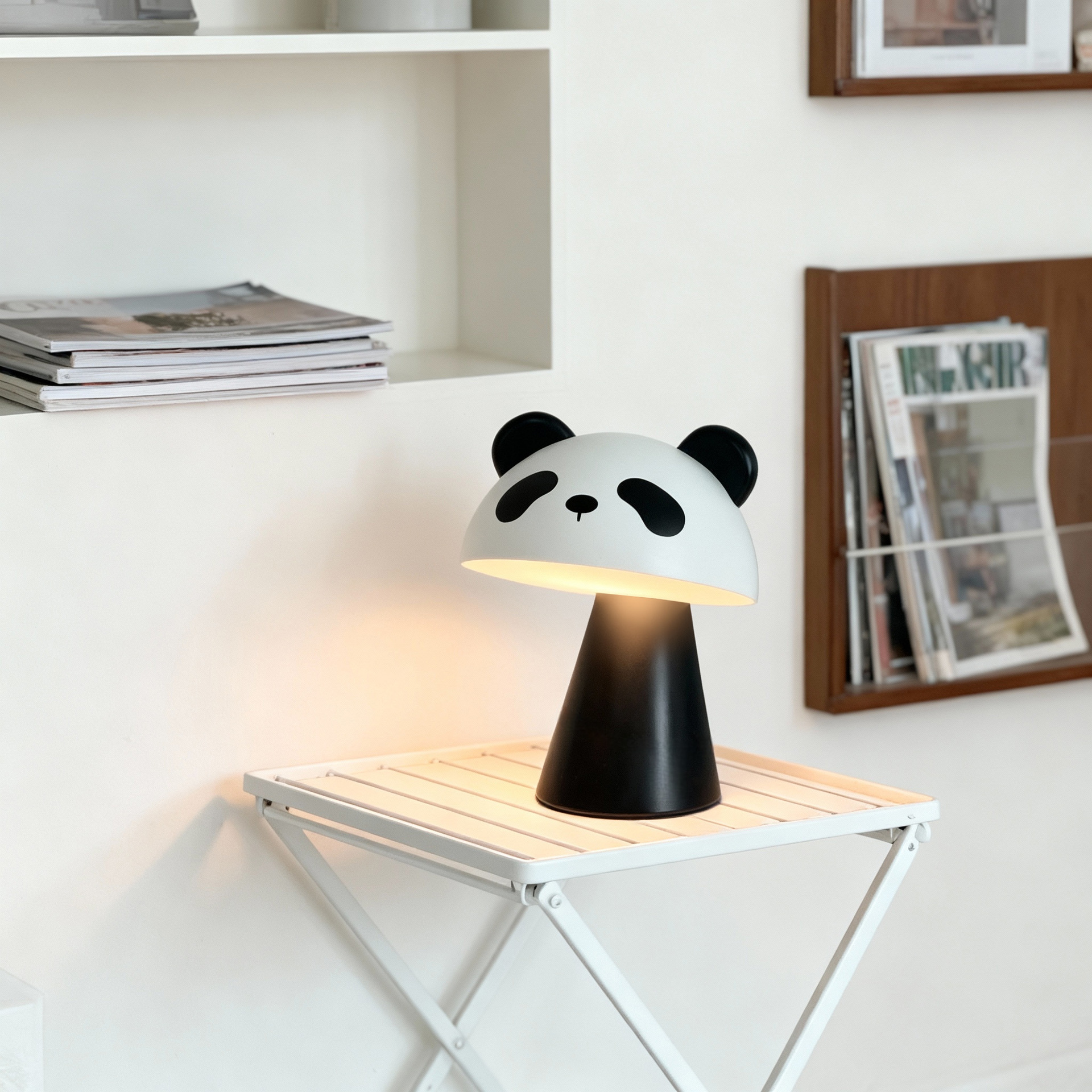 Panda palpitante lámpara de noche carga encantadora lámpara de escritorio de hongos de dibujos animados dormitorio cabezal de cama luz de atmósfera luz de noche para niños