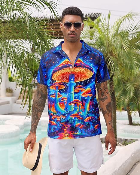 Venta caliente transfronteriza europea y americana, linda mascota gato estampado 3D, camisa hawaiana de manga corta con botones sueltos en la calle principal para hombres