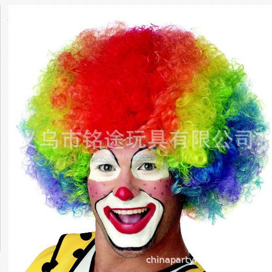 Joker Dress Up Performance Disfraces Colorido iridiscente Fan Cabeza explosiva Peluca Cabello rizado Cabello Cabello Funda Joker cos