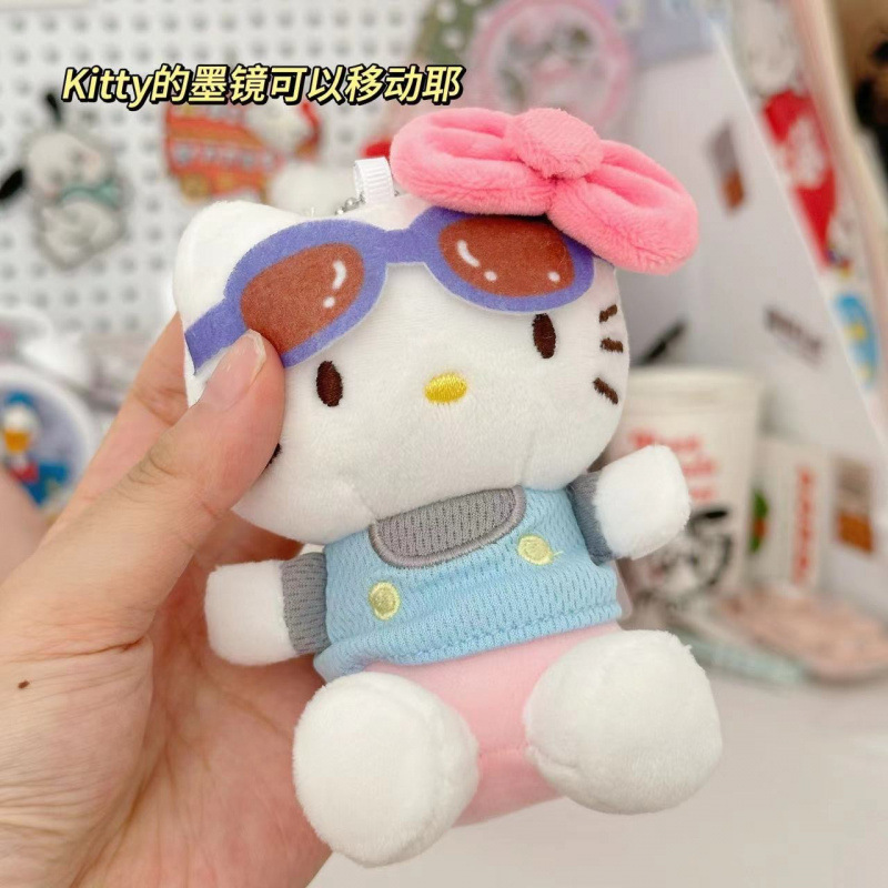 黑色草帽kitty帽宝宝挂件爱心扣公仔玩偶可爱赫本风挂饰钥匙扣|undefined