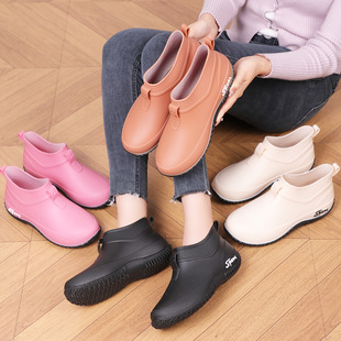 Cross-border rain boots women's warm Korean fashion waterproof boots fleece-lined rain boots men's outdoor waterproof work shoes