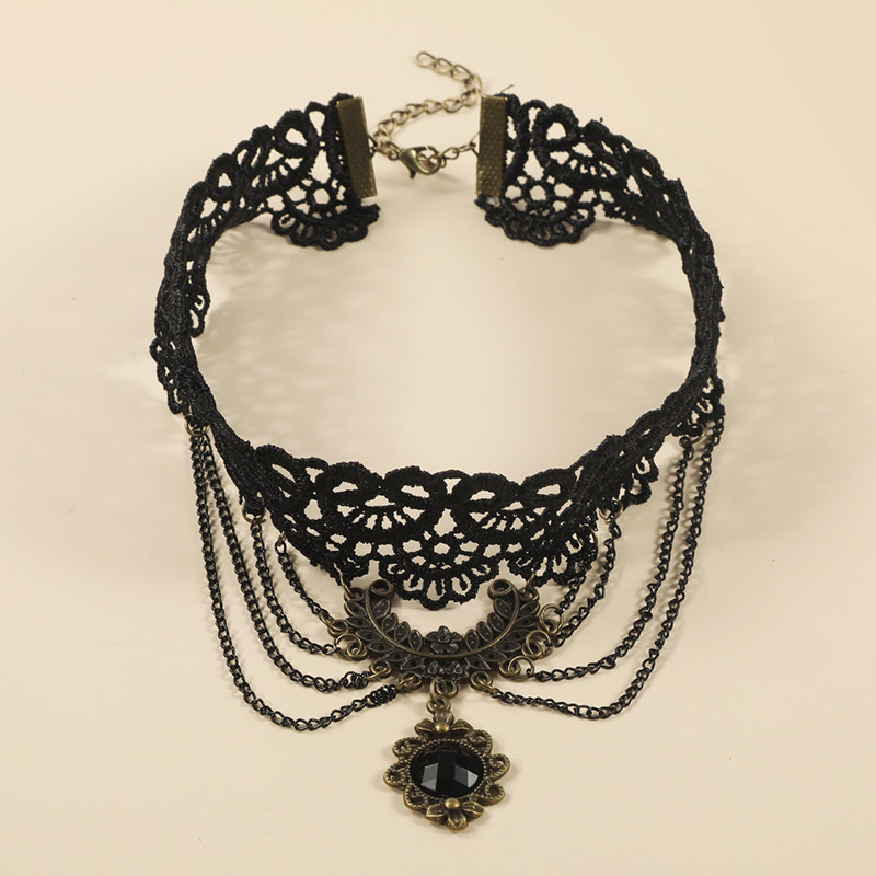 Gothic Style Simple Hollow-out Chain Multi-layer Lace Necklac display picture 3