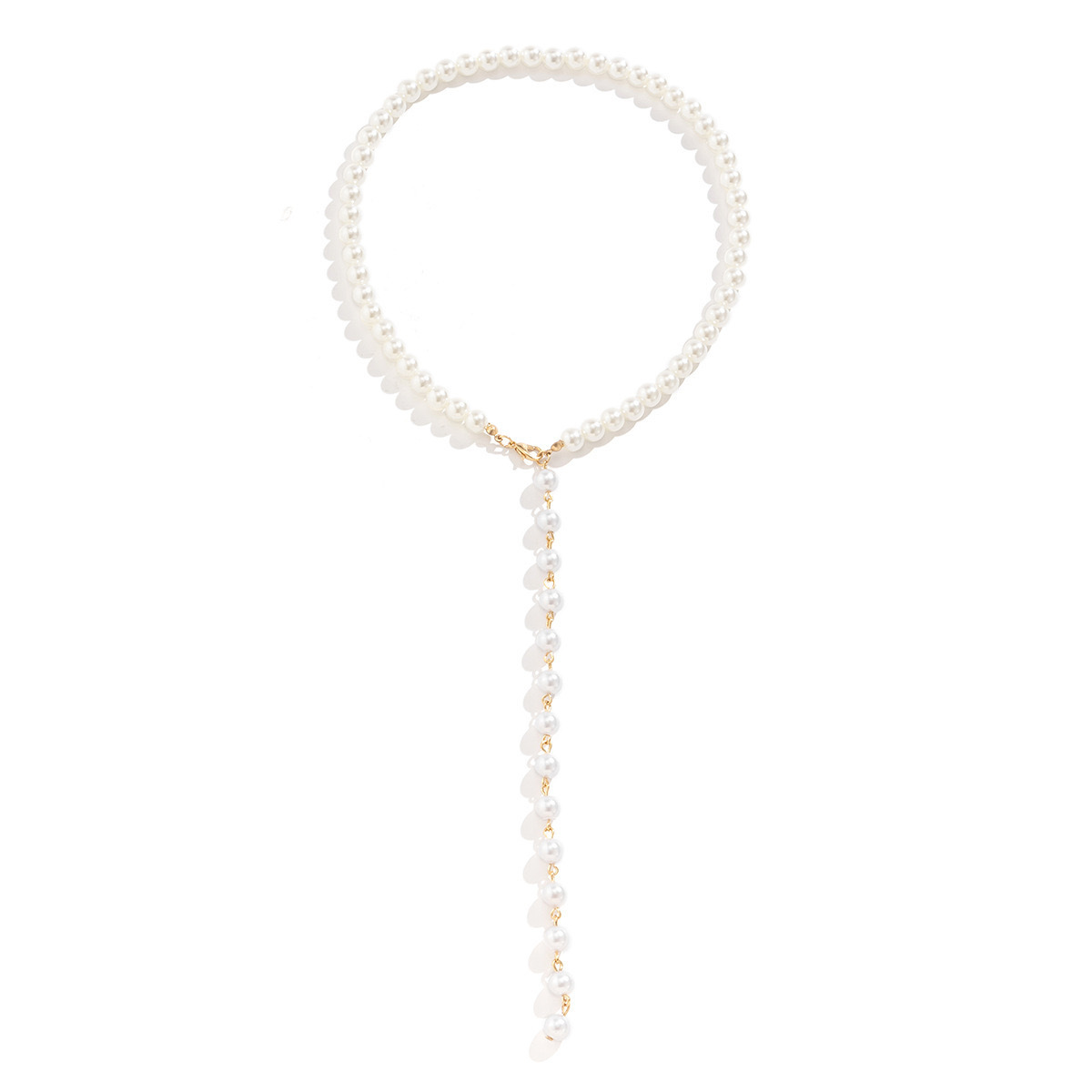 Colar longo elegante vintage com pérolas e borlas_voghion.com