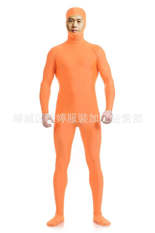 莱卡全包开脸连体紧身衣zentai纯色塑身衣舞台表演服演出装走秀|undefined