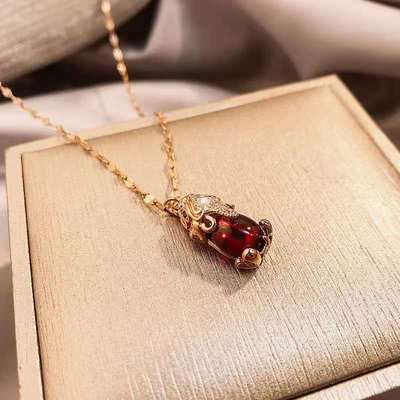 不掉色网红爆款貔貅项链女个性高档红宝石超仙吊坠厂家直售气质款|ru