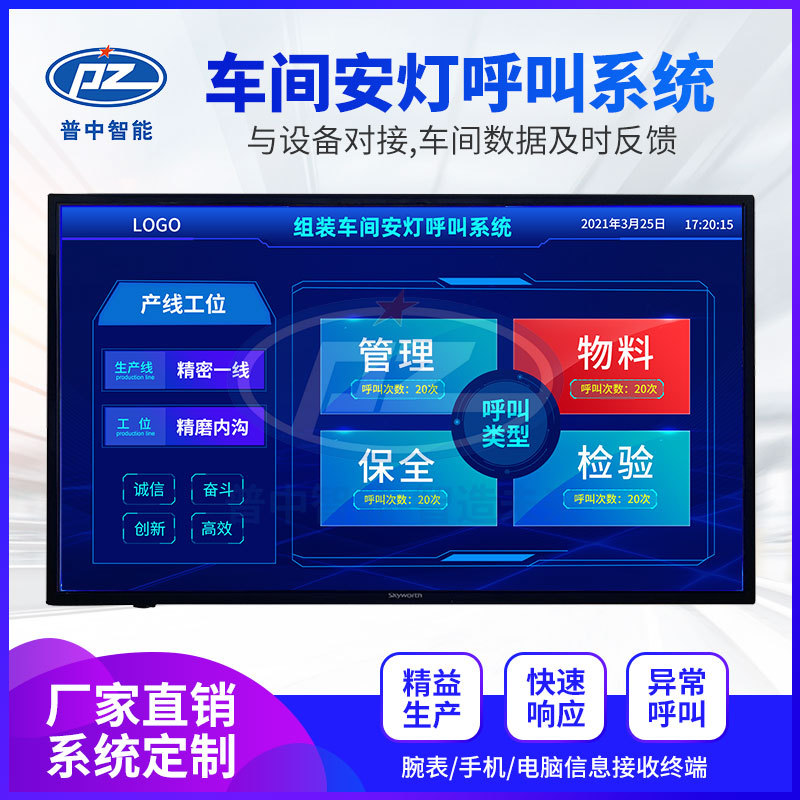 车间安灯呼叫系统精益生产工厂可视化生产管理系统液晶显示屏看板